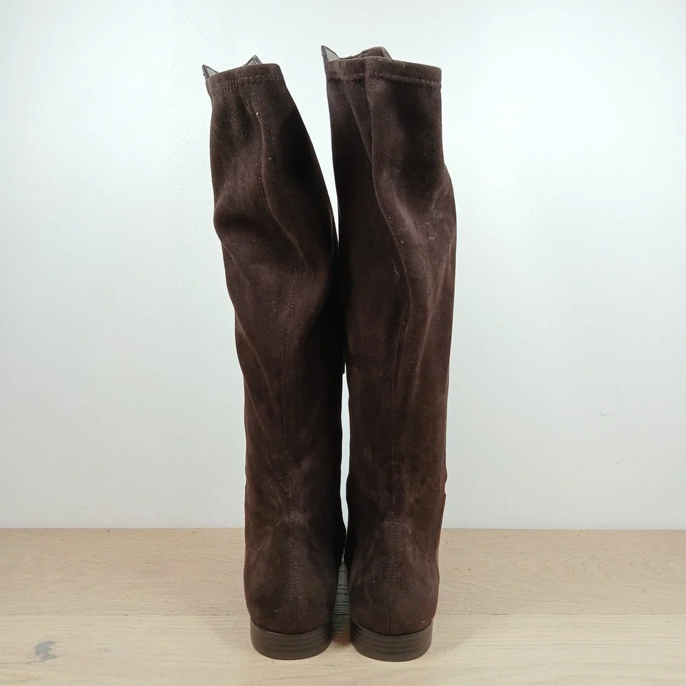 Nine West Boots Women 7 Brown Leather Suede Knee High Riding Equestrian Classic